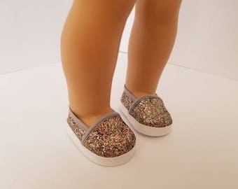 Sparkle glitter shoes for 18" Doll, American Girl doll