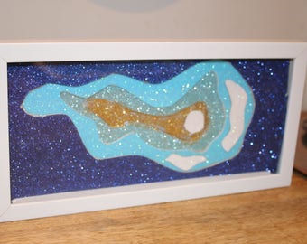 Island Topography island Glitter Art Shadowbox
