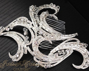 Crystal Bridal Comb, MELANCHOLY ROMANCE Luxury Wedding Comb, Couture Headpiece, Bridal Headpiece, Art Deco Bridal Comb, Hollywood Glamour