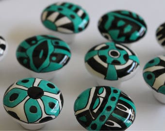 TEN unique whimsical hand paints knobs