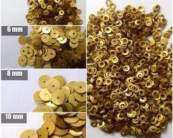 10000 GOLDEN Sequins Paillette Spangles - 2mm 4mm 6mm 8mm 10mm - Flat Round Sewing Craft DIY Embroidery