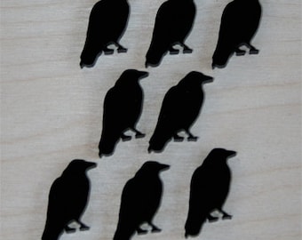 8x laser cut acrylic raven crow cabochons
