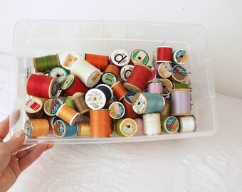 Large Lot Thread Spools- Vintage, Antique, New- 68 spools total!- Sewing, Quilting, Crafting- Every color-