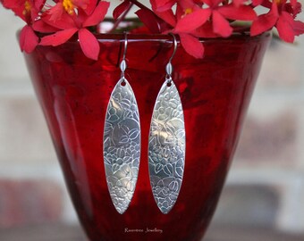 Boho Silver Earrings. Bohemian earrings. Silver earrings. Etched earrings.Vintage earrings.Stainless steel earrings. Gift for her.
