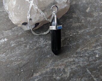 Onyx Natural Crystal Point Pendant Necklace