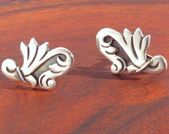 Maricela-Isidro Garcia Pina Sterling Silver Screw Back Earrings from Taxco, Mexico