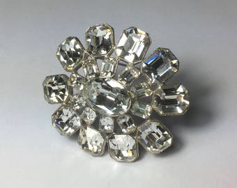 Magnificent CORO Vintage Emerald Cut Rhinestone Brooch