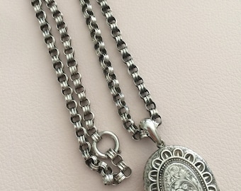 Victorian Silver Locket and Chain
