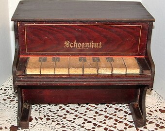 ZERO SHIPPING! Antique Schoenhut 8-Key Miniature Upright Piano - Wooden Keys - Salesman's Sample