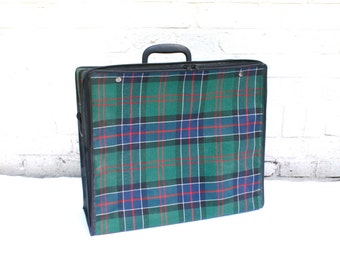 Pequeña maleta Vintage Retro de equipaje viaje bolso Tartan foto Prop Mini maleta con correa
