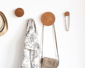 Coat hooks - wall hooks - entryway hooks - modern coat hooks - round hooks - wood wall hooks - hooks wood - coat rack - coat hanger