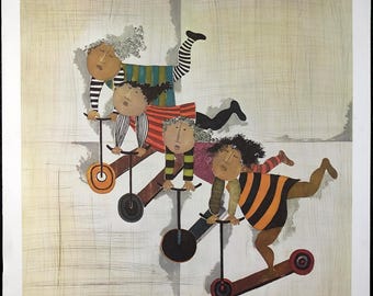 Vintage Print GB 7704 "Les Trottinettes" by Graciela Rodo Boulanger 1978 Greenwich Conn