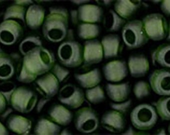 10g Transparent-Frosted Olivine Green TOHO Seed Beads 8//0-940F