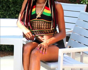 Rasta-RYBG Corset Back Halter Top --- S/M---Made to Order