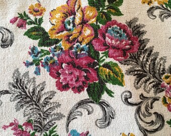 Vintage retro floral curtains pink and yellow flowers