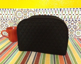 Black 2 Slice Toaster Cover Quilted Fabric Kitchen Small Appliance Cover with Edge Trim Ready To Ship Next Business Day