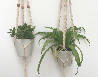 Macrame Plant Hangers, Set of 2, Hanging Planters, Indoor Planters, Indoor Hanging Planters, Modern Macrame, Macrame Planters, Plant Hanger