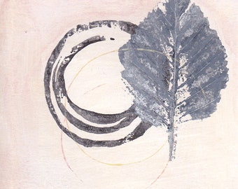 Enso I - September 2016, abstract painting on paper, 4 x 4, small art work