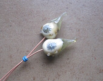 Lampwork Headpins - Glass Headpins - Barnacle Glass Headpins - Copper wire - Glass Headpins Pair - SueBeads - Headpins