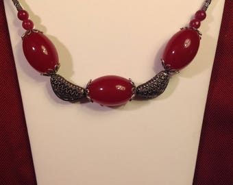 Really Raspberry: Raspberry Jade Necklace with Bali Silver
