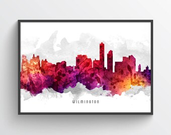 Wilmington Delaware Skyline Poster, Wilmington Cityscape, Wilmington Print, Wilmington Art, Wilmington Decor, Home Decor, USDEWI14P