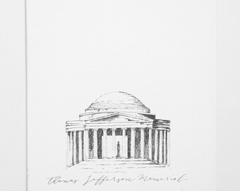 Thomas Jefferson memorial original 8x10 sketch