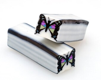 Purple Swallowtail Polymer Clay Cane, Raw polymer Clay Cane, Millefiori Polymer Clay