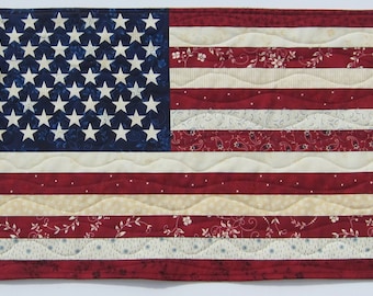 American Flag Patriotic Red White and Blue Wall Quilt or Table Topper Quiltsy Handmade