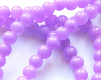 x 20 round 6 mm purple glass beads