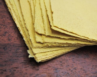 Recycled paper sheets, Turmeric Handmade paper, Naturally dyed paper, Decorative paper, Textured paper, Beautiful Homemade paper, 6" x 8.5"