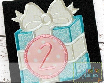 Gift Present Monogram Applique Digital Machine Embroidery Design 4 Sizes