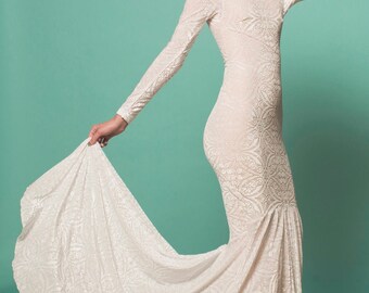 Boho Wedding Dress, Wedding Dress, Long Sleeved Wedding Dress, Velvet Wedding Dress, Velvet Burnout Dress, Velvet Dress, Velvet Burnout