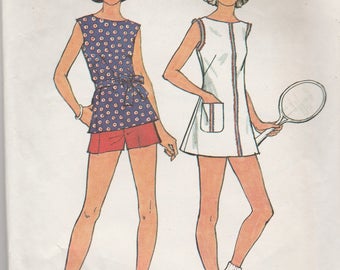 SImplicity 6398 Vintage Pattern Womens Tennis Dress or Tunic Top and Shorts Size 10 Bust 32.5