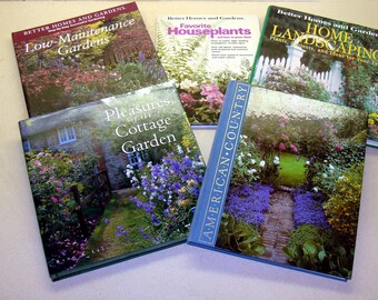 Garden book lot -gardening books collection-flower country cottage landscaping plants