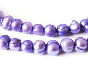 10 x 6-8 mm purple freshwater pearls