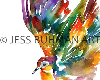 Colorful Bird Print, Watercolor Bird Painting, Print of Bird, Abstract Bird Art, Bird Taking Flight, Animal Painting, Animal Print, Bird Art