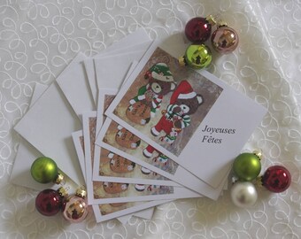 Set of 10 greeting cards Amandine and elves Christmas honey
