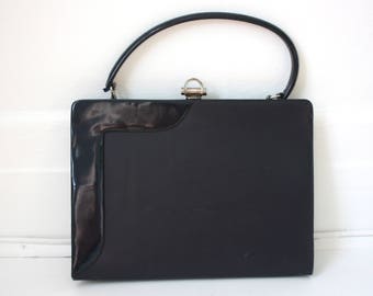 Mayfair of Canada; dark blue vintage handbag/purse, 80's 90's, faux leather