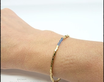 Bracelet woman mminimaliste cubes of brass and blue - trendy spring 2018 collection