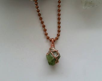 Destiny - Peridot Necklace, Crystal Healing, Copper Jewelry, Wire Wrapped Peridot Pendant, Peridot Charm, August Birthstone