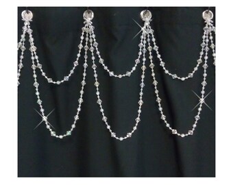 Beaded Shower Curtain Bling...Double Swag......Bright Crystal Resin