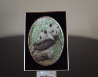 Night Light ~ Panda Night Light ~ Vintage Night Light ~ Glass Panda Night Light