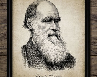 Charles Darwin Portrait Print - Darwin Illustration - Origin Of Species - Evolution - Printable Art - Single Print #507 - INSTANT DOWNLOAD