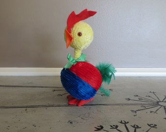 Bobblehead Easter Chick Candy Container Paper Mache Chick Cardboard Candy Holder