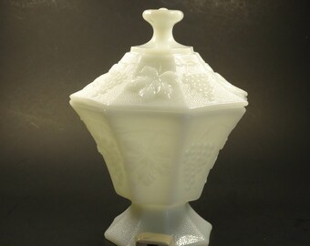 pedestal milk glass candy dish