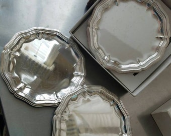 Vintage Canape Trays, Silver, Made in Italy, in box