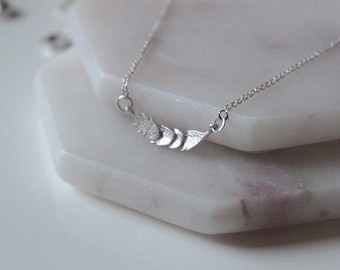 Feather Bar Necklace // dainty sterling silver necklace // statement necklace