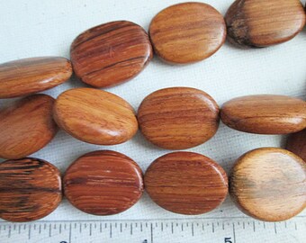 Natural Wood Beads, 25x20x7mm, Oval Beads, Brown Wood Beads, 25mm Oval Wood Beads, Brown Oval Beads, 25mm Wooden Beads, QTY 7 beads - wb310