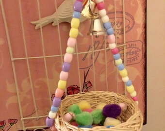 Foraging Basket Bird Toy Good for Your Bird! with FREE 10 Puff Balls