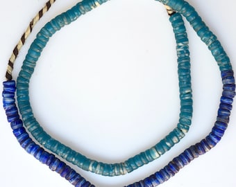 24 Inch Strand of Blue Bohemian Kakamba Beads - Vintage African Trade Beads - KA250